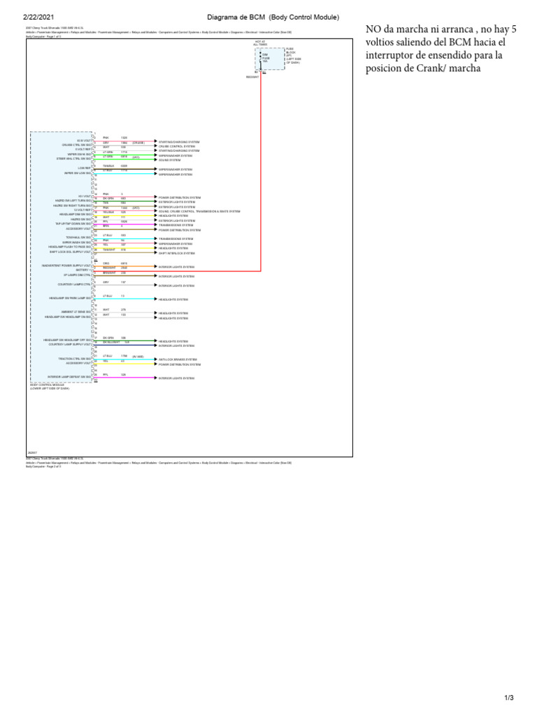 2007 Silverado BCM Wiring Diagram | PDF | Headlamp | Chevrolet Silverado