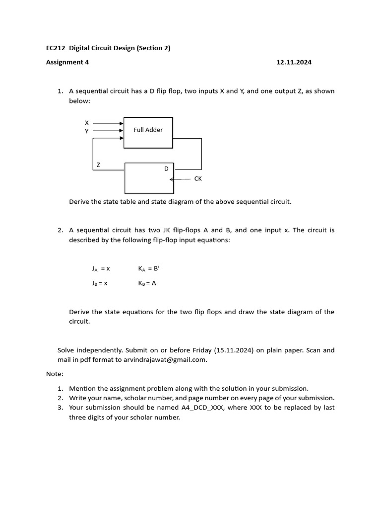 Sequential Circuit Design Assignment 4 | PDF | Science & Mathematics