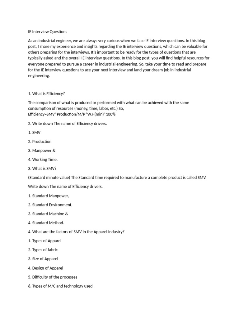 Ie Interview | PDF | Business | Business Process