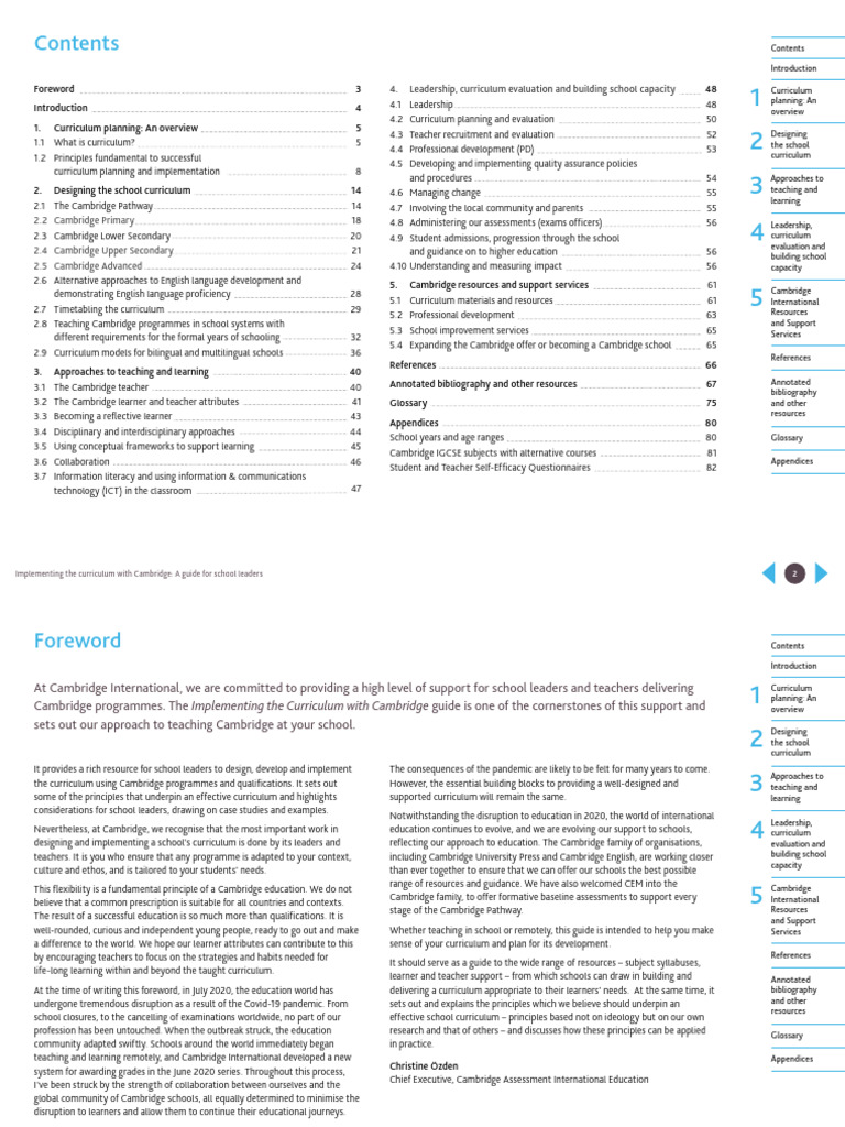 Contents and Foreward - Cambridge | PDF | Curriculum | Schools