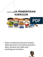 Kriteria Pembentukan Kurikulum