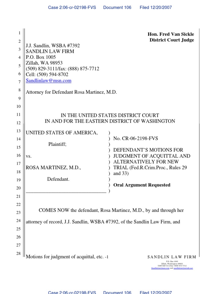 Filed First Motion For Acquittal | PDF | United States Law | Judiciaries