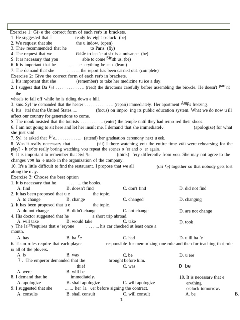 Verb Form Exercises for English Grammar | PDF