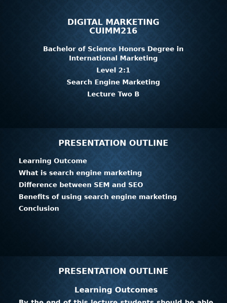 Lecture Two B - Search Engine Optimization | PDF | Search Engine ...