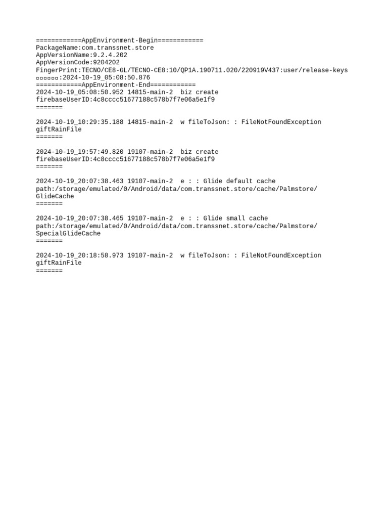App Environment Log for Transsnet Store | PDF | Computers | Technology ...