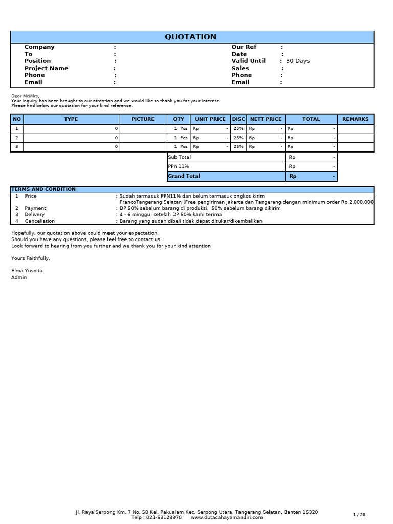 Draft Penawaran | PDF | Fee | Money