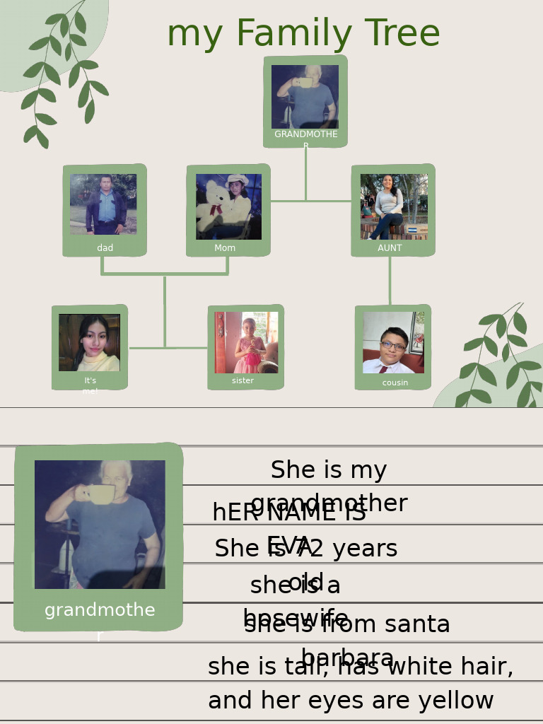 Green Monochrome Cute Photographic Family Tree Graph | PDF