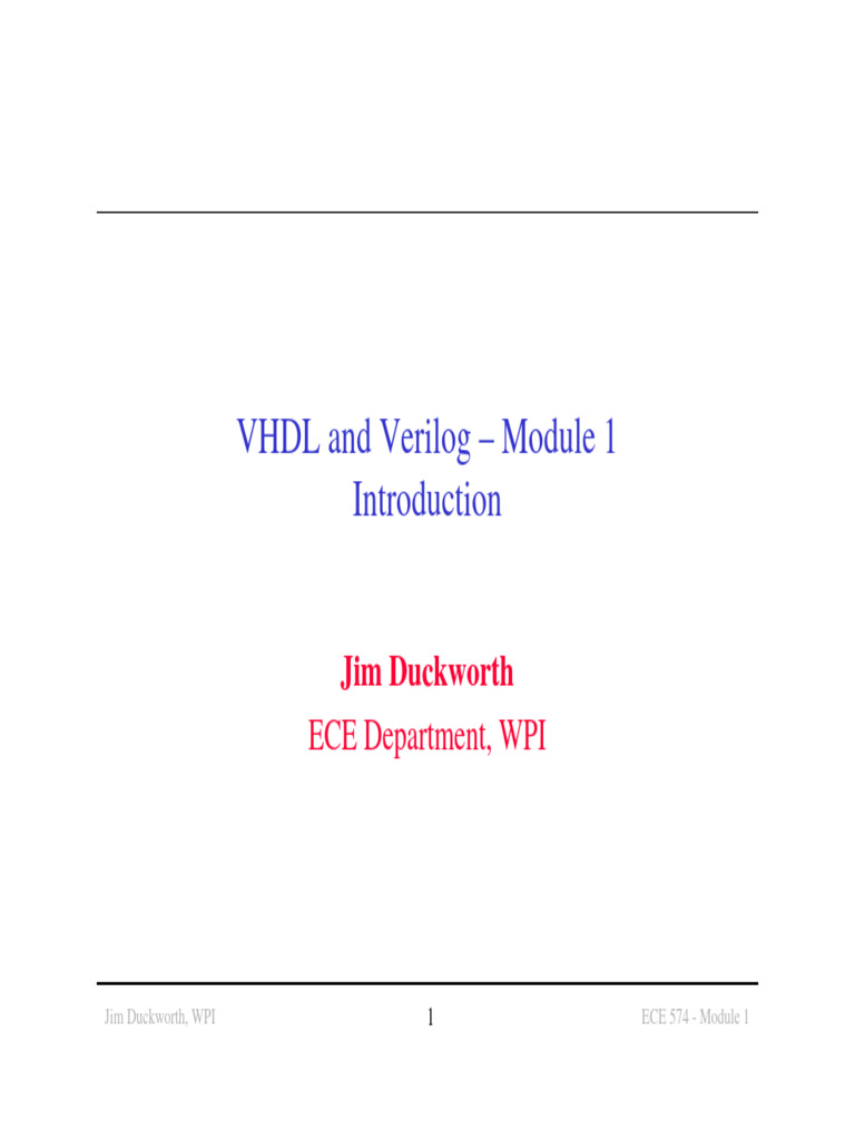 VHDL and Verilog Module1 | PDF | Vhdl | Hardware Description Language