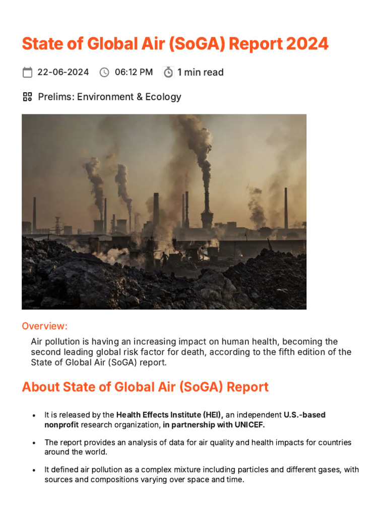 State of Global Air Report 2024 | PDF | Air Pollution | Respiratory ...