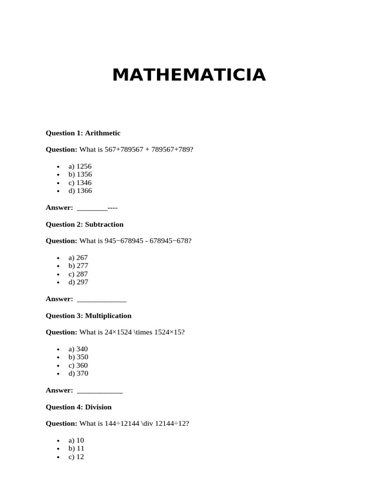 Grade 8 Math Quiz Questions | PDF | Area | Mathematics