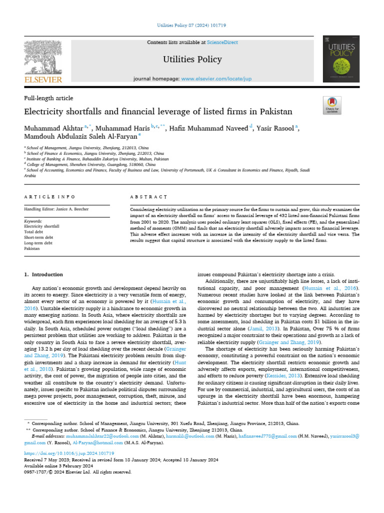 Electricity Shortfall and Financial Leverage | PDF | Capital Structure ...