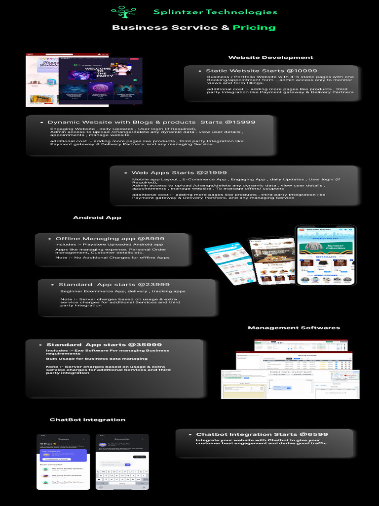 Business Pricing Pdf Websites Mobile App