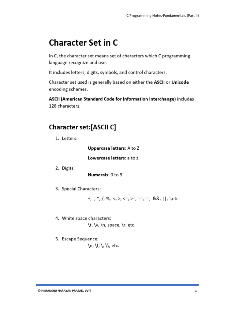 c Fundamental Part2 | PDF | Character Encoding | Integer (Computer Science)