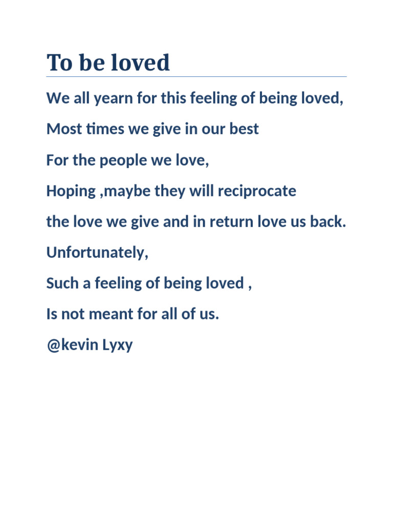 To Be Loved | PDF
