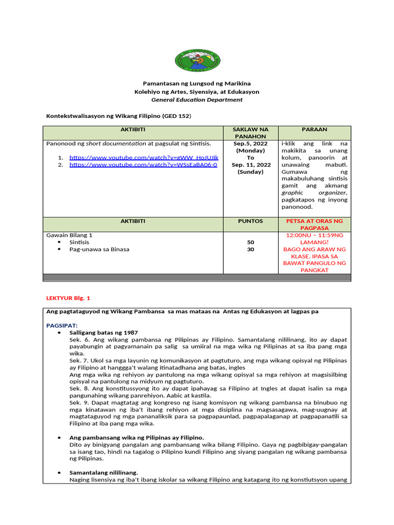 Ged 152 Lek 1 | PDF