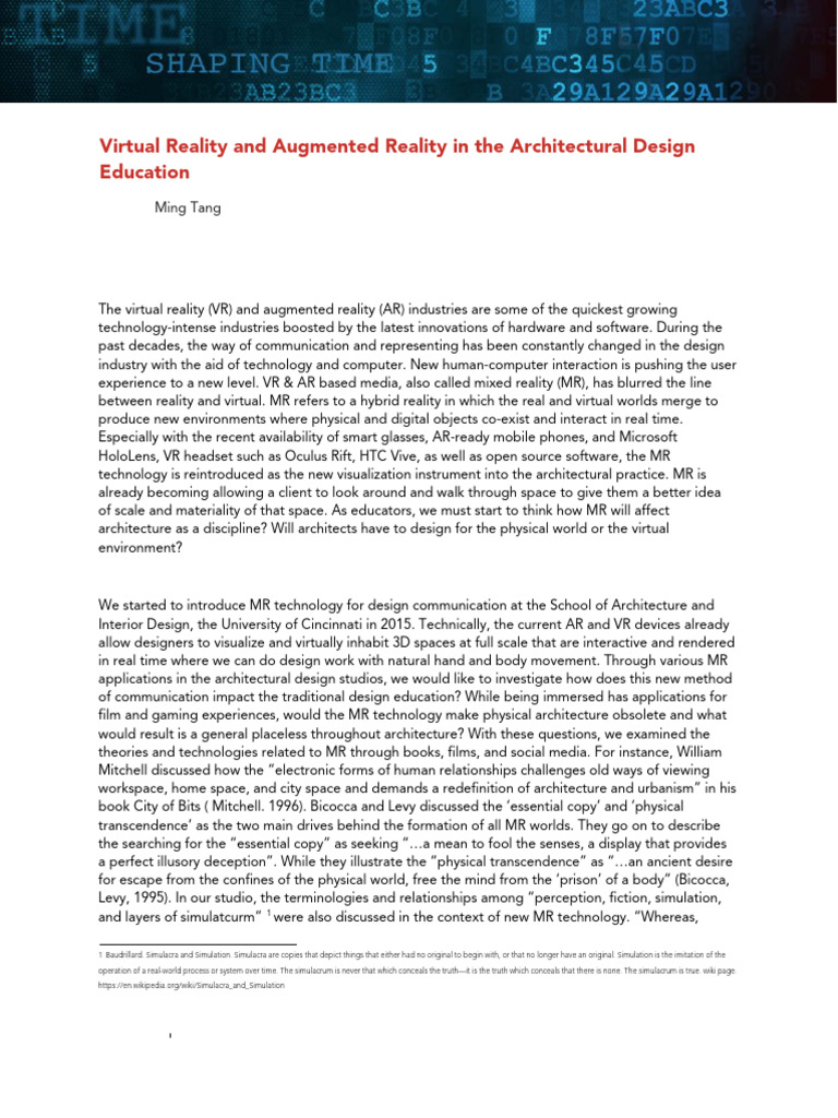 MR in Architectural Design Education | PDF | Virtual Reality ...