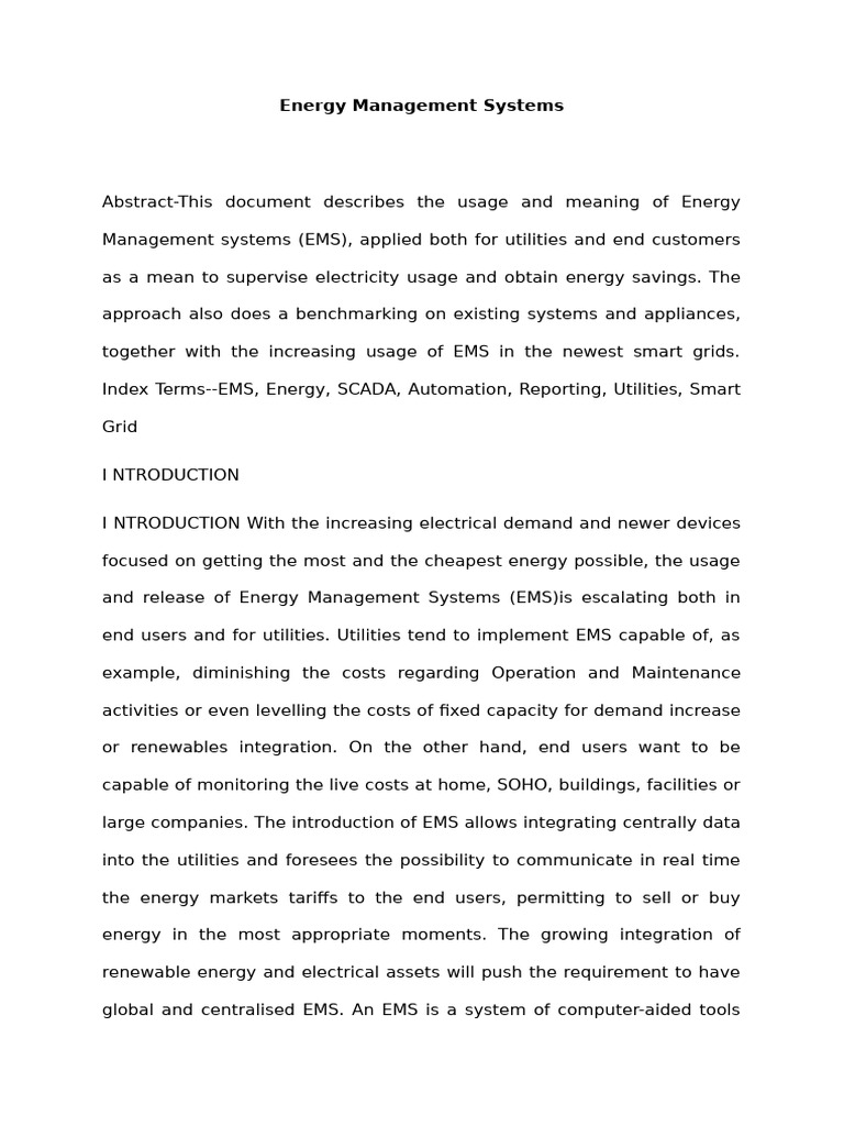 Energy Management System | PDF | Smart Grid | Electrical Grid