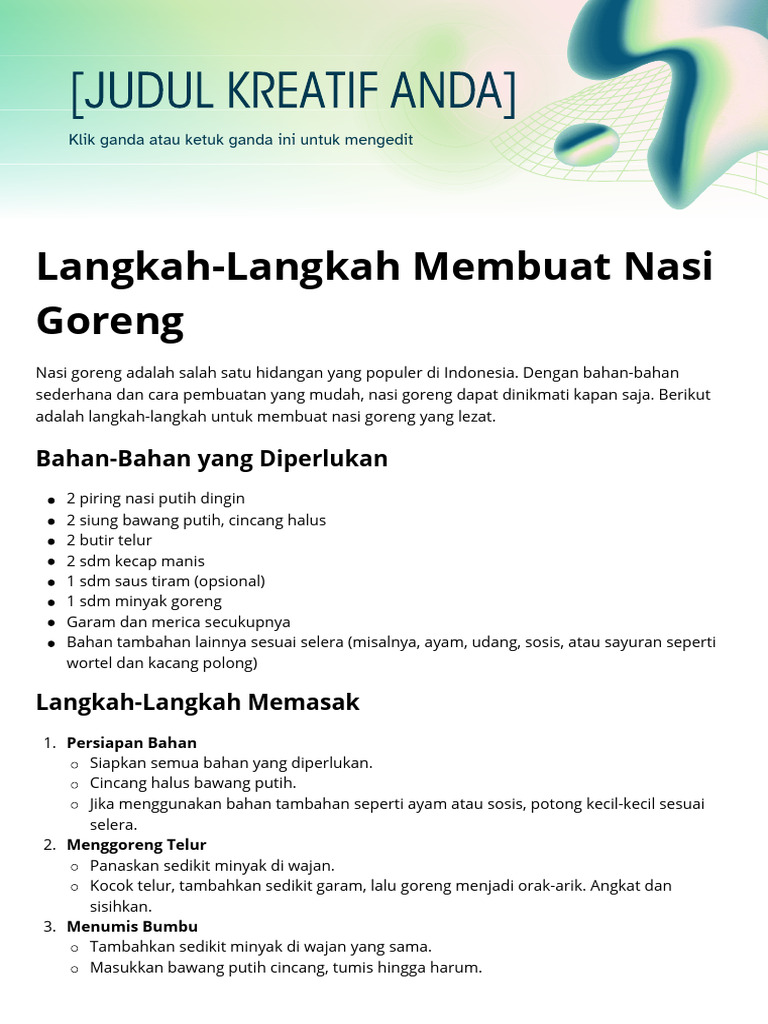 Langkah-Langkah Membuat Nasi Goreng | PDF