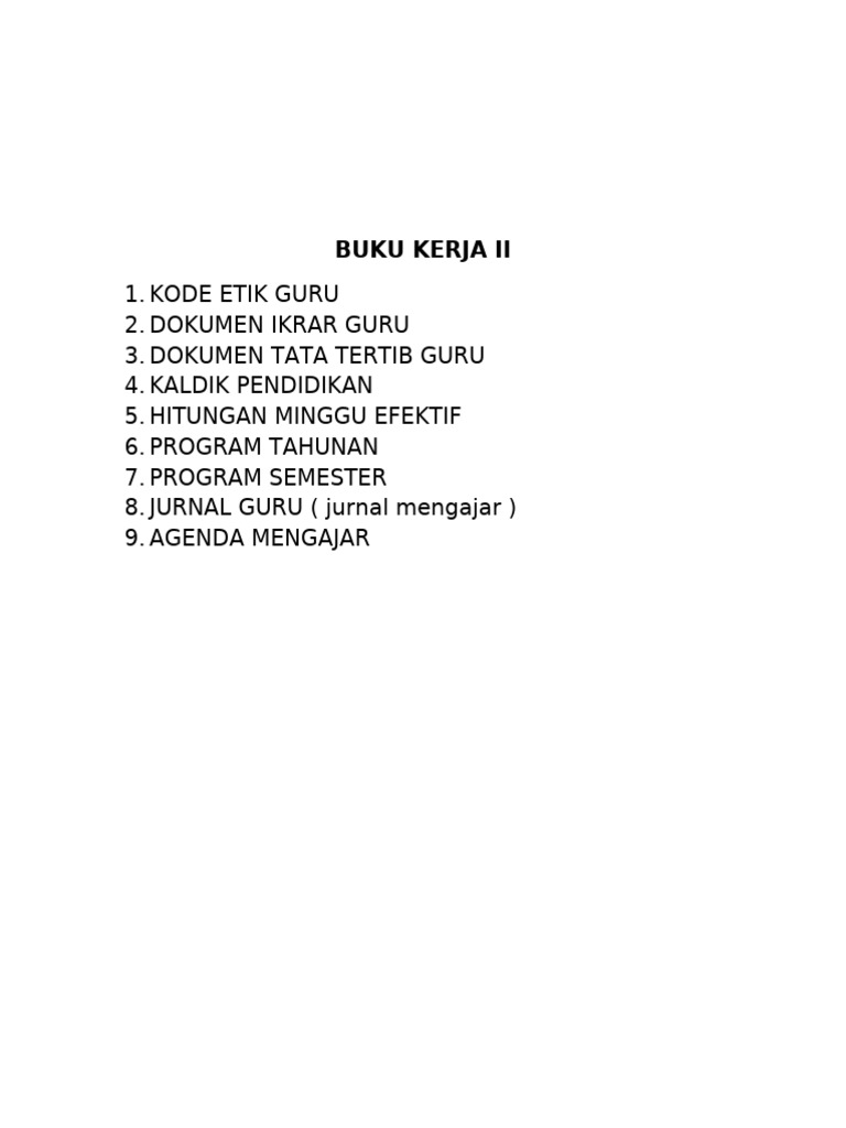 Buku Kerja II RPP | PDF