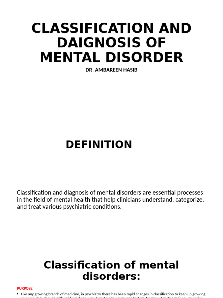 Classification and Daignosis of Mental Disorder | PDF | Mental Disorder ...
