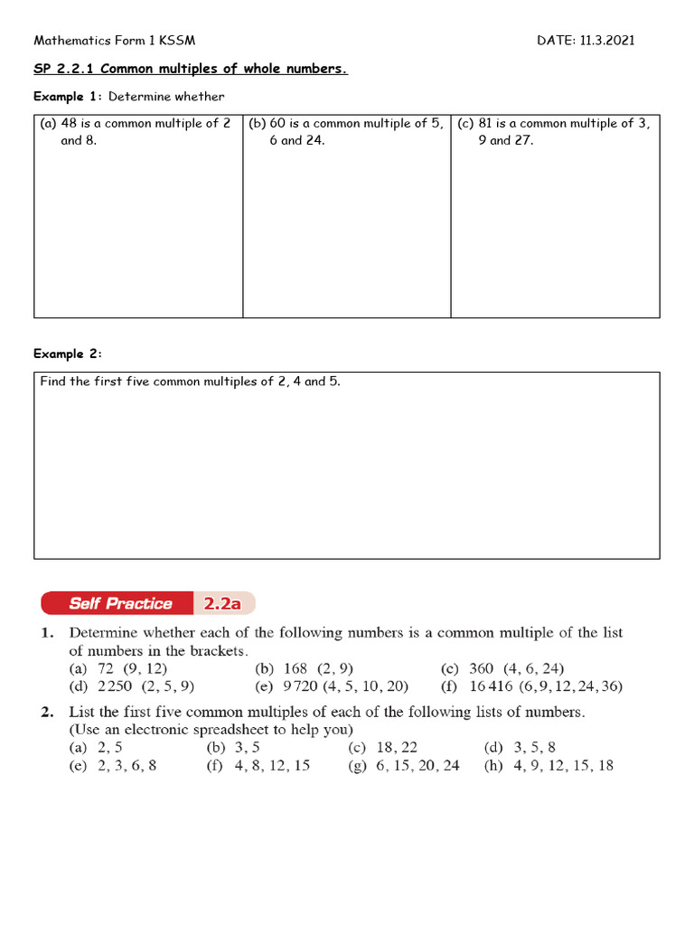 Math Lowest Common Factor-LCM-11!3!2021 | PDF