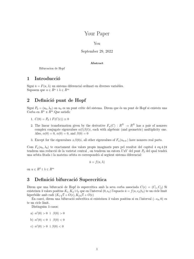 Bifurcación de Hopf y sus Tipos | PDF | Álgebra lineal | Álgebra