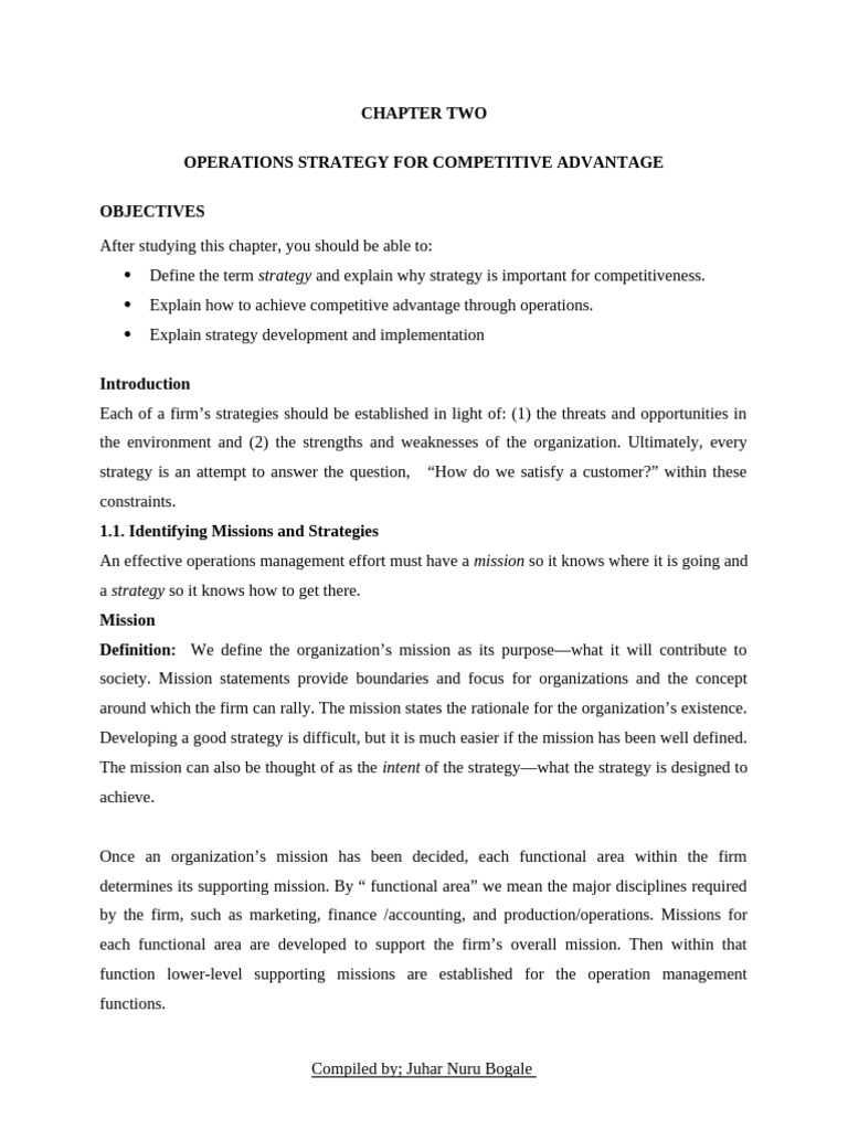 OM ch 2 | PDF | Competitive Advantage | Marketing