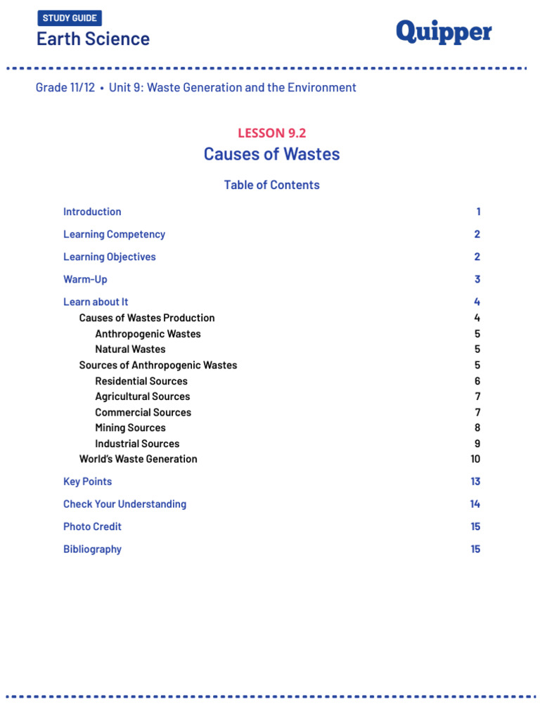 9.2 Cau.-9.2 Causes of Wastes-01 | PDF | Waste | Mining