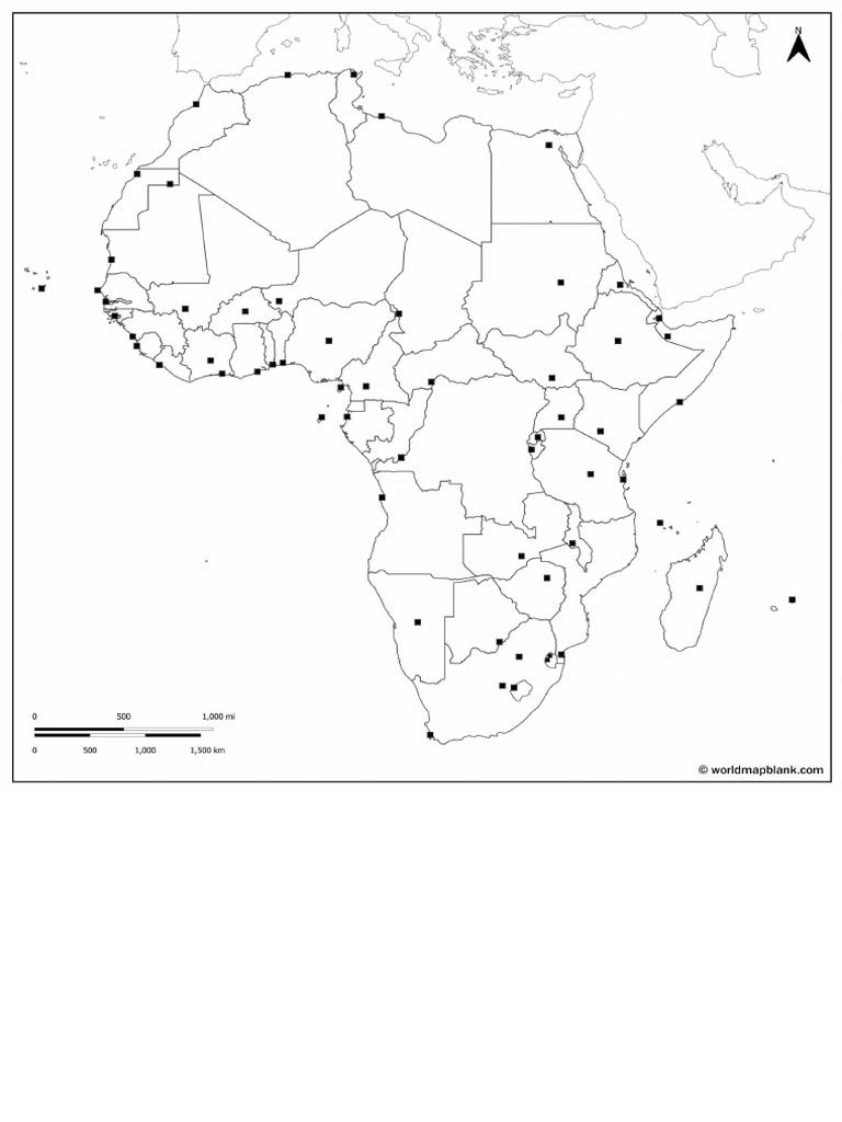 Blank Africa Map With Capitals A4 | PDF