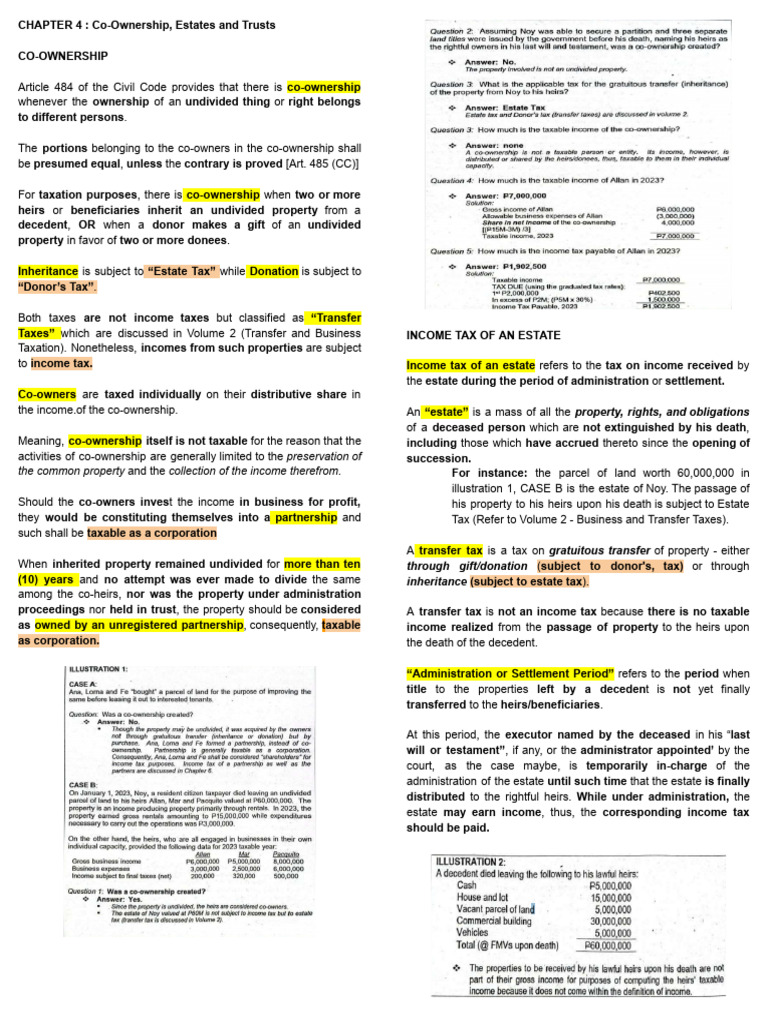 Co-Ownership and Estate Taxation Guide | PDF | Taxes | Tax Deduction