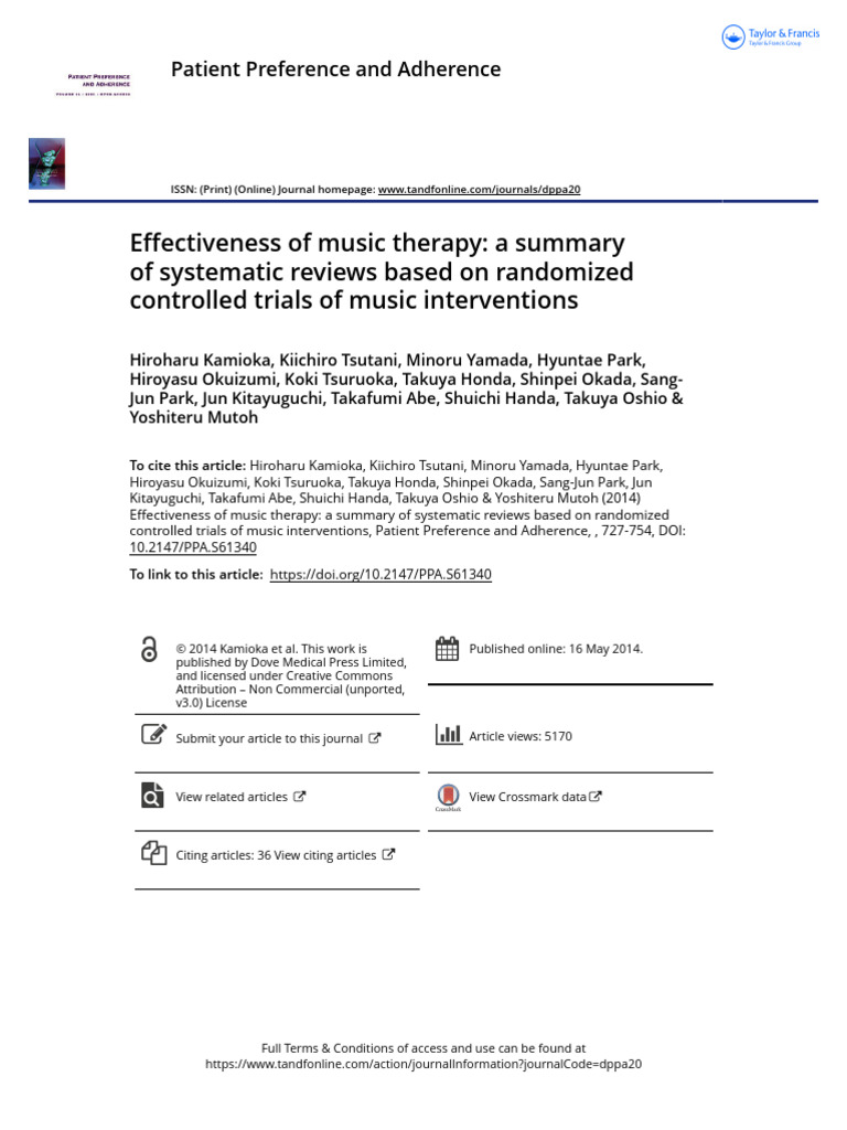 Effectiveness of Music Therapy A Summary of Systematic Reviews Based On ...