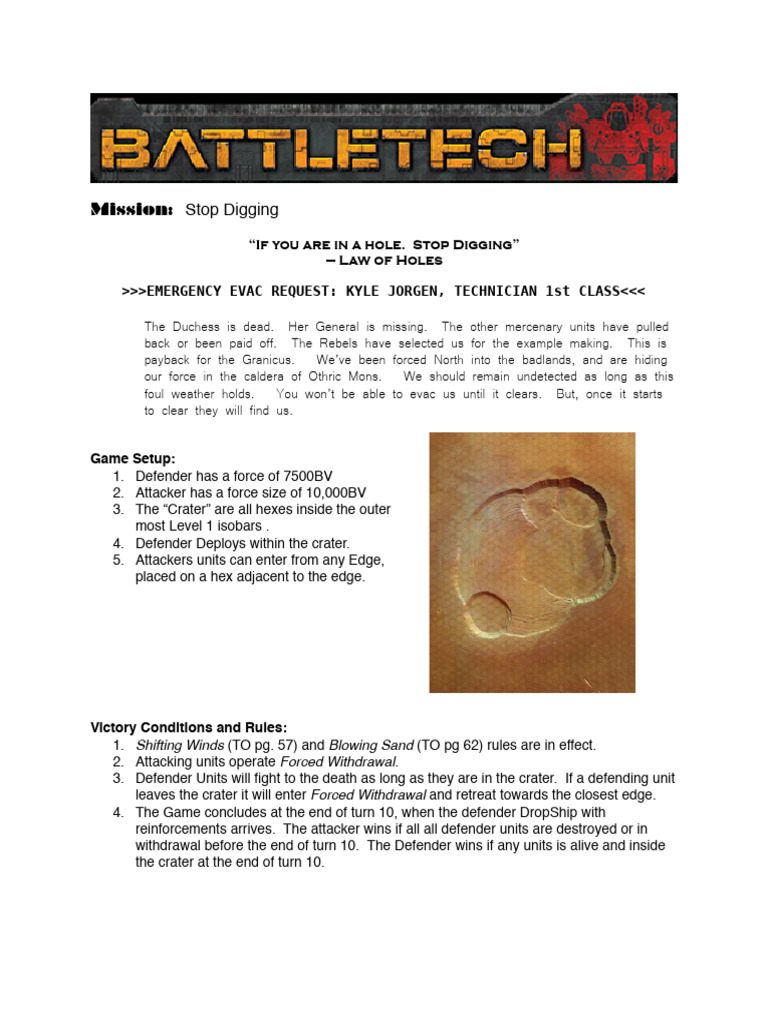 Battletech Mission - Stop Digging | PDF