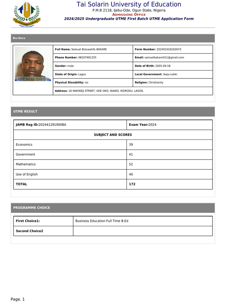 Application Form | PDF