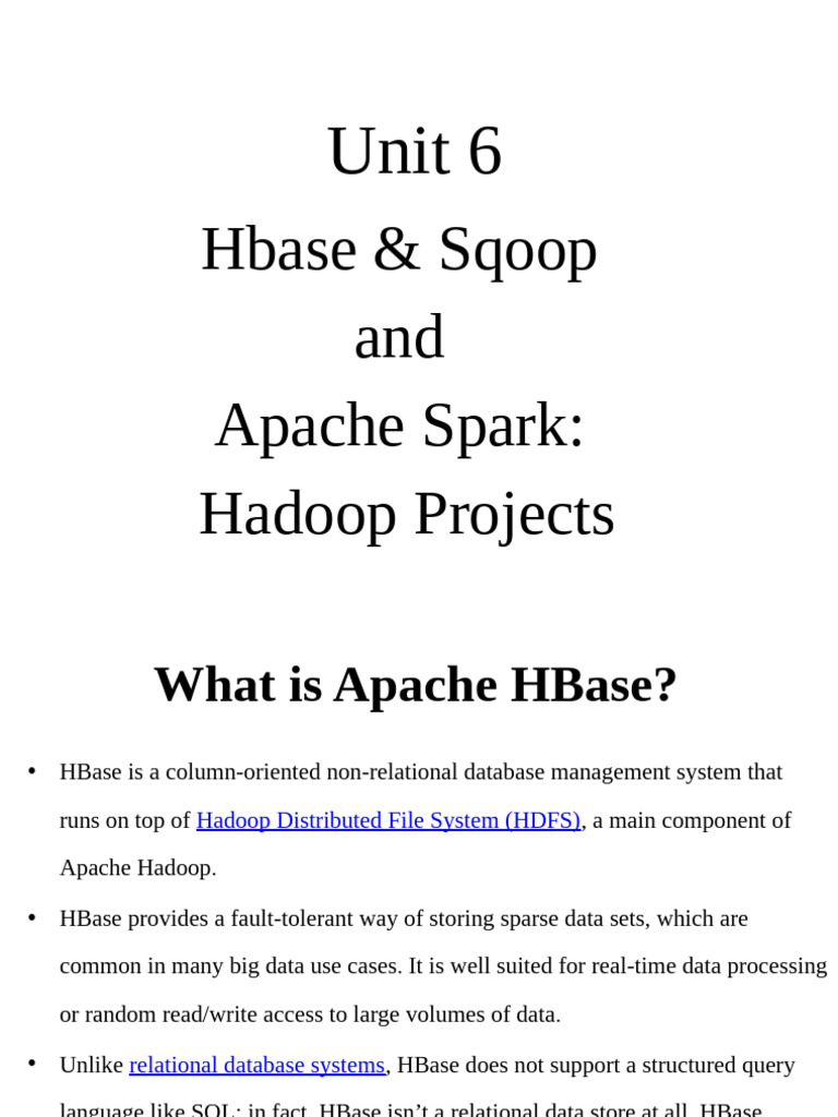 Unit 6 | PDF | Apache Spark | Apache Hadoop