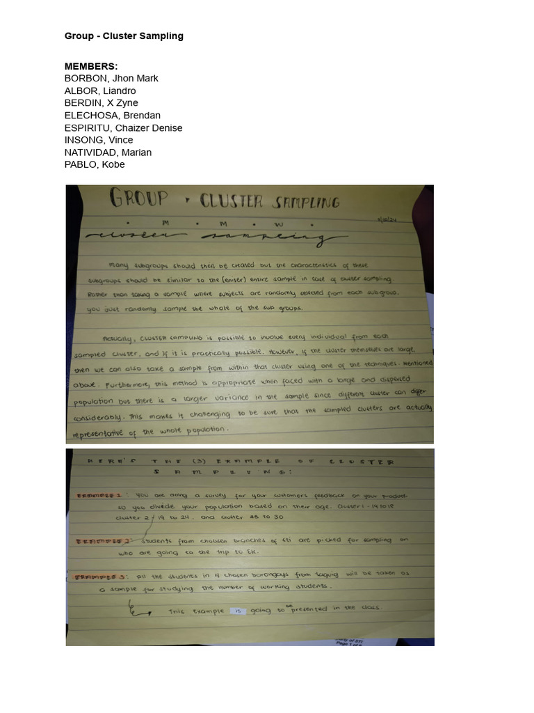 Group - Cluster Sampling | PDF | Self-Improvement | Science & Mathematics