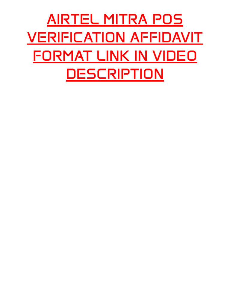 Airtel Mitra Affidavit Details Pdf