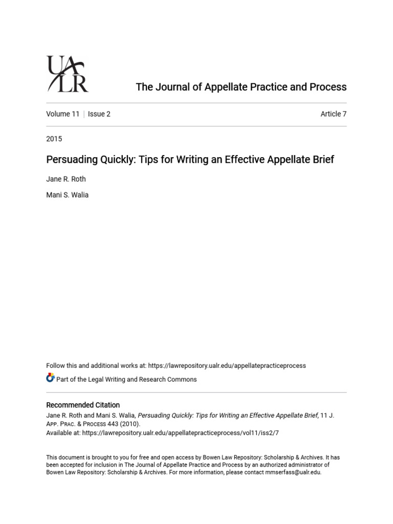Effective Tips for Appellate Briefs | PDF | United States Courts Of ...