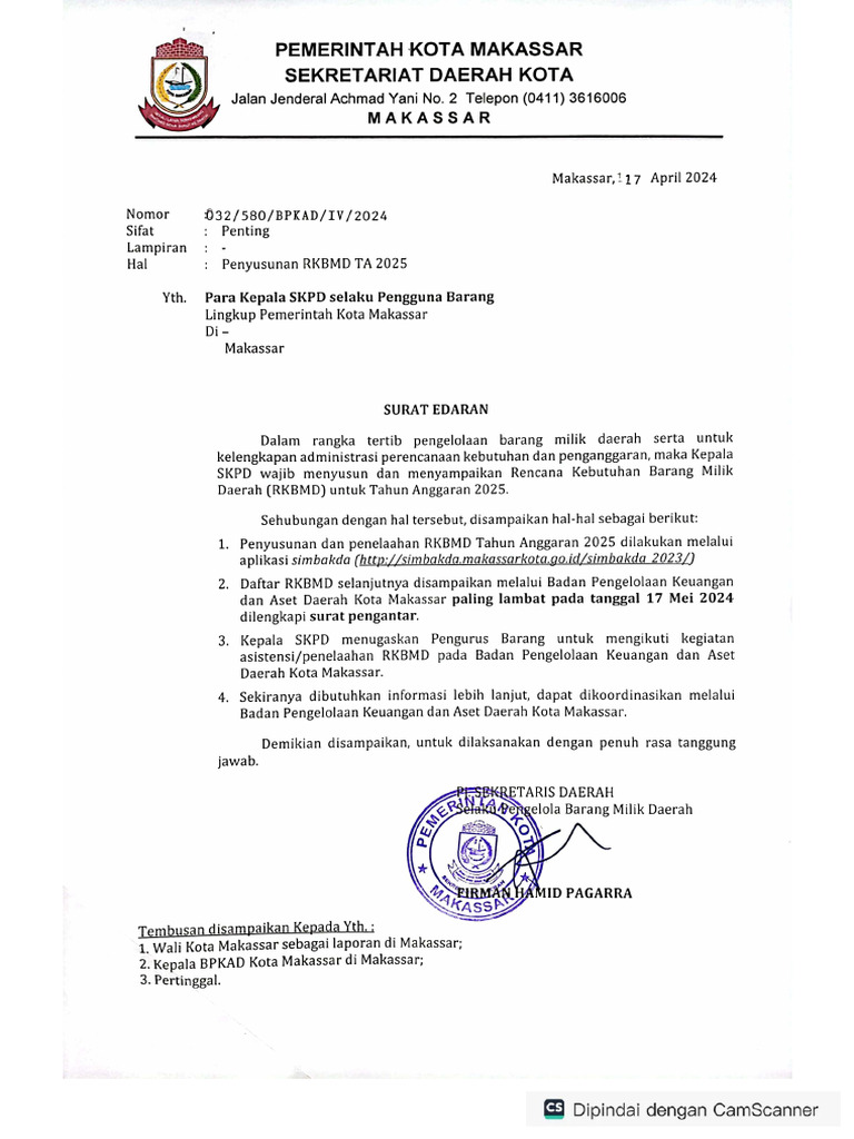 Surat Edaran RKBMD TA 2025 | PDF