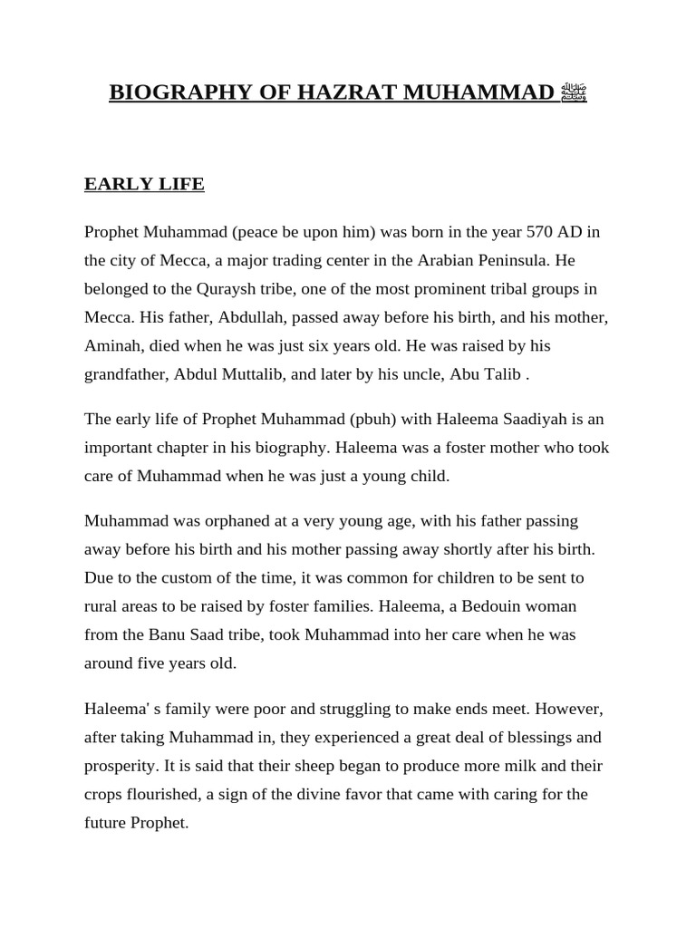 Early Life and Legacy of Prophet Muhammad | PDF | Muhammad | Prophets ...