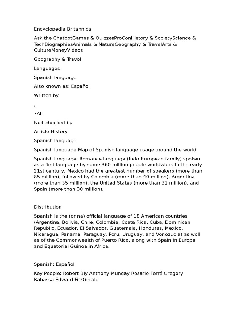 Overview of the Spanish Language | PDF | Spanish Language | Spain