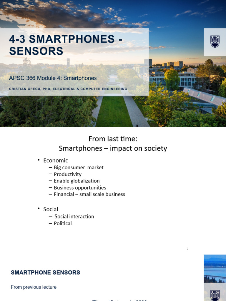 Impact of Smartphones on Society and Sensors | PDF | Transistor | Sensor