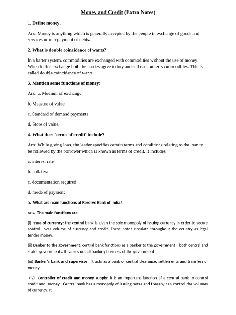 Understanding Money and Credit Basics | PDF | Money | Loans