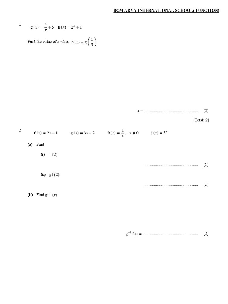 1153 C 1180 Function Assignment Igcsex | PDF | Mathematical Analysis ...