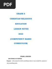 Grade 6 CRE Lesson Notes