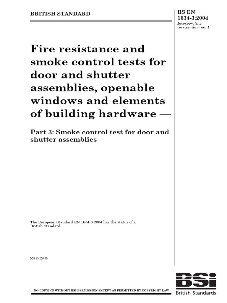 Smoke Control Tests for Doors | PDF | International Electrotechnical ...