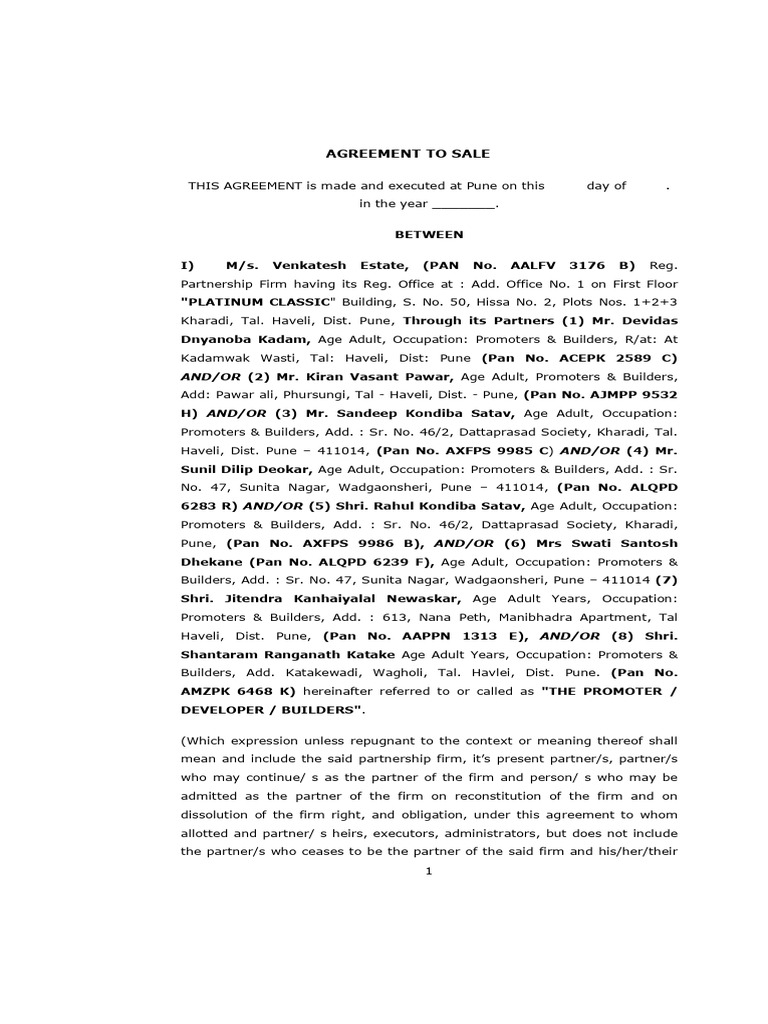 Agreement_for_sale | PDF | Breach Of Contract | Conveyancing