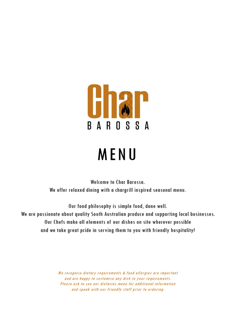 CHAR BAROSSA - Menu April 2024 | PDF | Sauce | Garlic