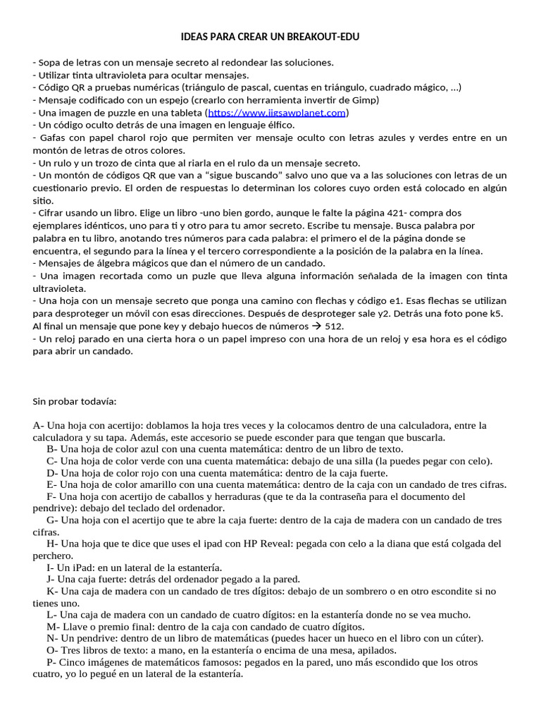 0 Ideas Crear Breakout | PDF