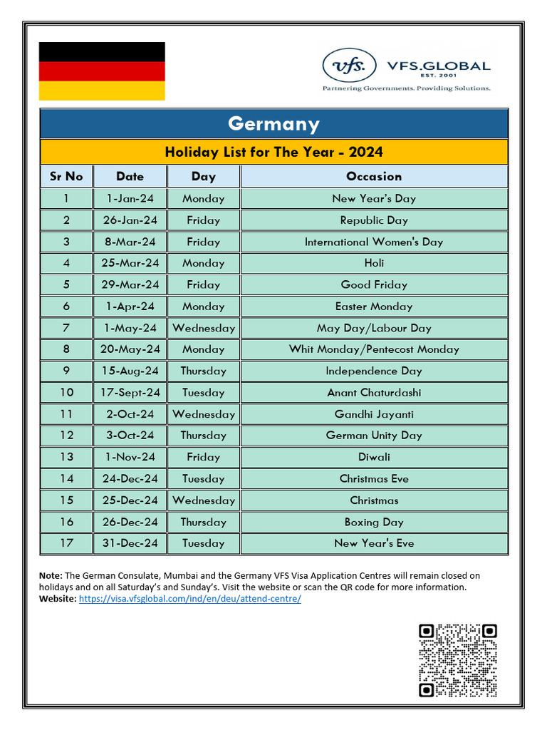 Germany Holiday Notice 2024 PDF