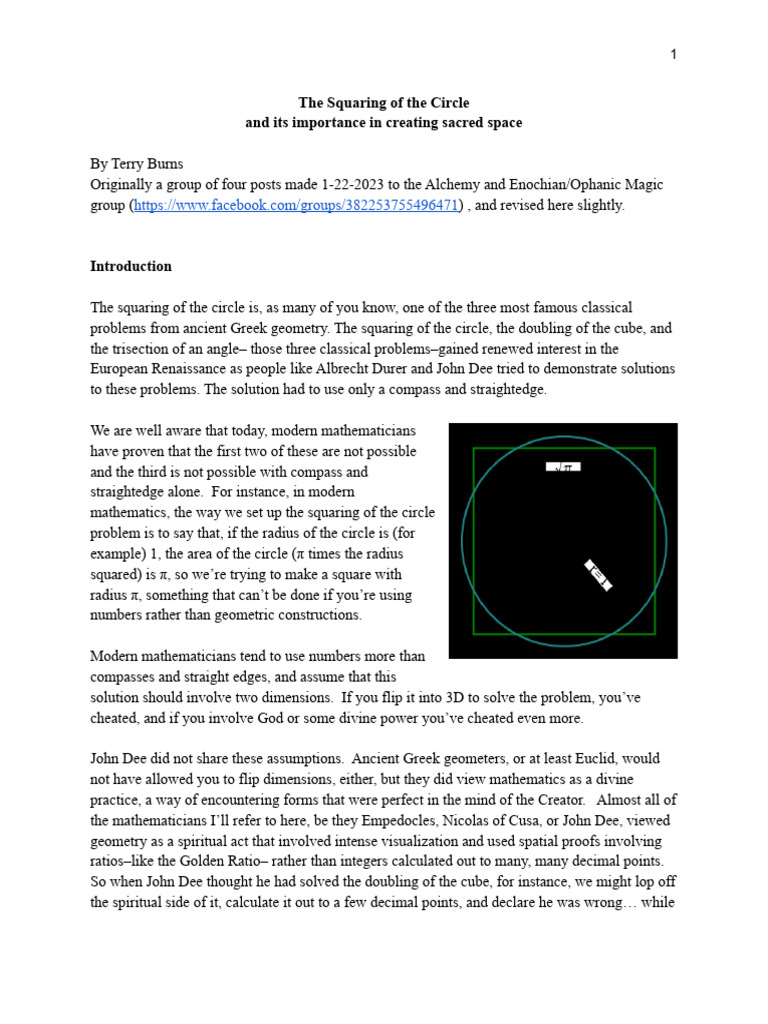 Squaring the Circle in Sacred Space | PDF | Sphere | Circle